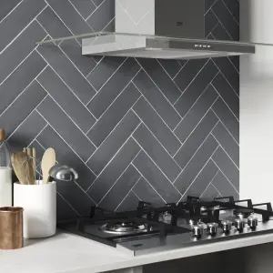 Vernisse Steel grey Gloss Ceramic Wall Tile Sample