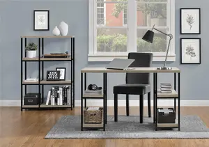 Elmwood double pedestal desk in distressed grey oak