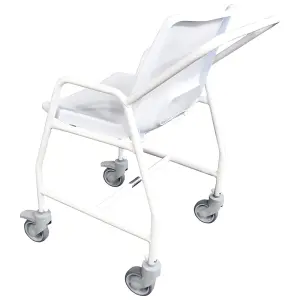 Mobile Shower Chair with Castors - 2 Brake Design - Fixed Height - Easy to Clean