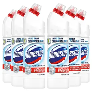 Domestos Thick Bleach White & Sparkle Disinfectant Multi-Purpose Cleaner,6x750ml