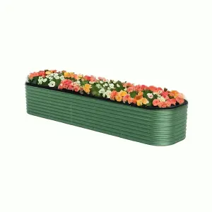 Light Green Oval Garden Three-grid Flower Bed Metal Raised Planter Box Outdoor Raised Garden Bed Kit 320cm W