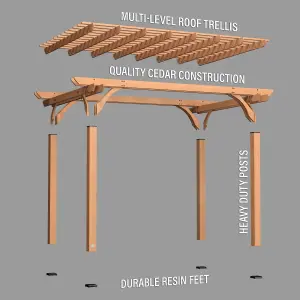 Backyard Discovery Cedar Wood Pergola  4.3m x 3m (14ft x 10 ft)