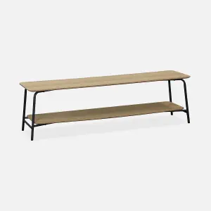 sweeek. 150cm TV stand with wood and steel effect Scuola Natural 150x40x43.5 cm