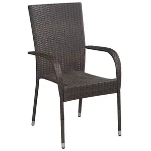 Berkfield Stackable Outdoor Chairs 2 pcs Poly Rattan Brown