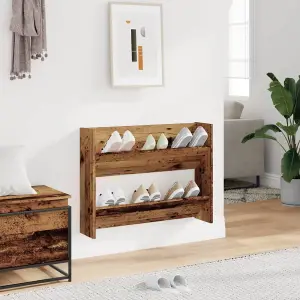 Berkfield Wall Shoe Cabinet Old Wood 80x18x60 cm Engineered Wood