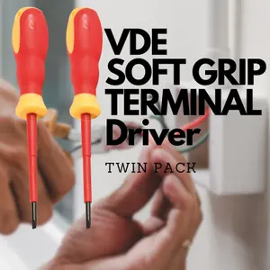 Screwdriver VDE Electrical Slotted Flat Insulated Terminal Driver 3mm x 75mm 2pack