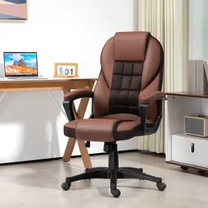 HOMCOM Executive Office Chair High Back Computer Chair with Armrests Brown