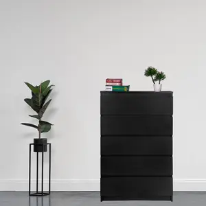 Helen 5 Drawer 70cm W Chest of Drawers Black