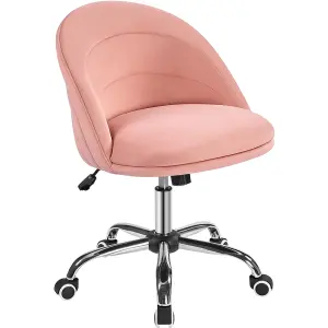 Yaheetech Velvet Swivel Desk Chair with Adjustable Seat Height - Pink