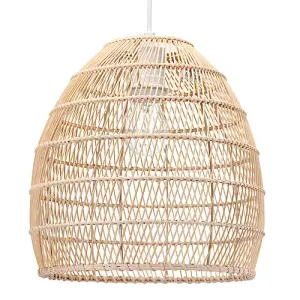 Traditional Vintage Spiral Cage Design Natural Brown Rattan Ceiling Lamp Shade