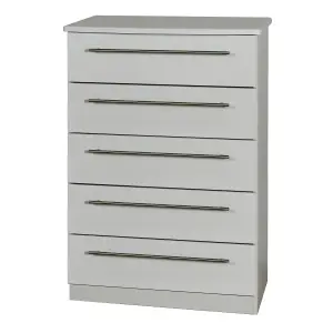 Sherwood Ready assembled Matt grey 5 Drawer Chest (H)1075mm (W)765mm (D)415mm