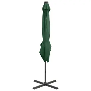 Berkfield Cantilever Umbrella with Pole and LED Lights Green 250 cm