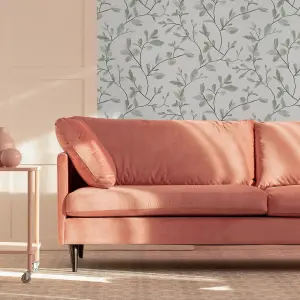 Superfresco Easy Eugenie Green & white Leaves Smooth Wallpaper