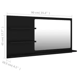 Berkfield Bathroom Mirror Black 90x10.5x45 cm Engineered Wood