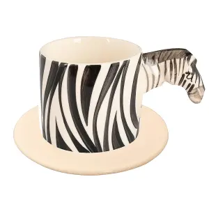 Coffee Tea Cups and Saucers Set Zebra Mug by Laeto House & Home - INCLUDING FREE DELIVERY