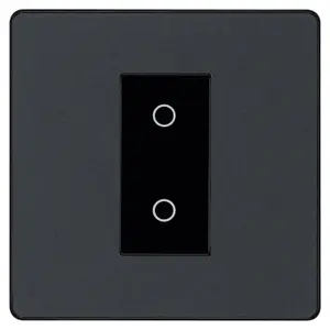 BG Evolve PCDMGTDS1B Matt Grey 1 Gang 200W Trailing Edge Secondary Touch Dimmer - Black Insert