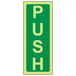 Push Door Instruction Condition Sign - Glow in the Dark 60x150mm (x3)