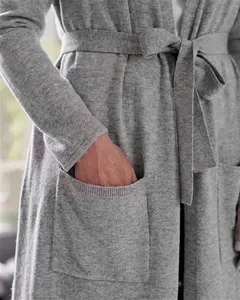 Womens Cashmere & Merino Luxe Dressing Gown Grey | Woolovers