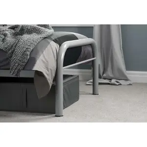 Birlea Solo Single Bed In Silver Metal