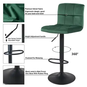 Paynter Swivel Adjustable Height Stool (Set of 2) Dark Green