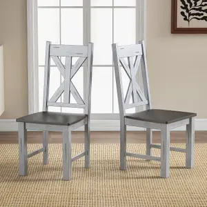 COSTWAY Wooden Dining Chairs Kitchen Chair Set of 2 w/ Rubber Wood Frame