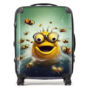 Happy Worm And Bees Splashart Suitcase - Large