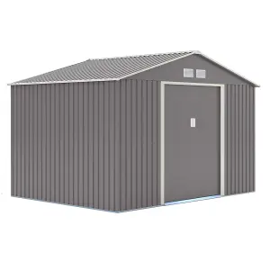 10 x 8 Double Door Metal Apex Shed (Light Grey)