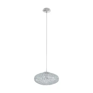 Pendant Ceiling Light Colour Chrome Plated Shade Clear Crystal Bulb E27 1x60W