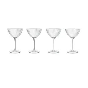 Luigi Bormioli Optica Clear Round Crystal Dishwasher Safe Modern Martini Glasses Set 220ml Pack of 4