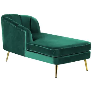 Right Hand Velvet Chaise Lounge Emerald Green ALLIER