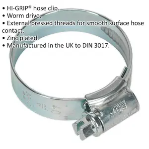 20 PACK Zinc Plated Hose Clip - 30 to 40mm Diameter - External Pressed Threads