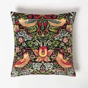 Homescapes Navy William Morris Strawberry Thief Velvet Cushion