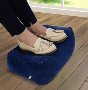 Blue Inflatable Foot Cushion - Lightweight Portable Supportive Cushion for Resting Tired or Swollen Legs & Feet - 15 x 35 x 27cm