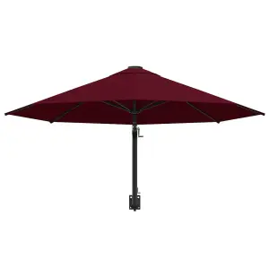 Berkfield Wall-Mounted Parasol with Metal Pole 300 cm Burgundy