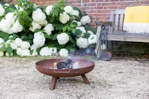 Primrose Corten Steel Fire Bowl With Round Legs 60cm Round