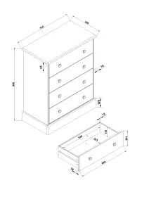 4 drawer chest of drawers, Antique waxed, Cotswold collection