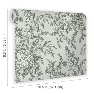 Laura Ashley Picardie Sage Floral Smooth Wallpaper