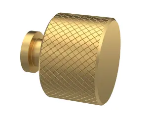 Furniture Handle Knurled Indented Round Knob, 30mm - Brushed Brass - Balterley