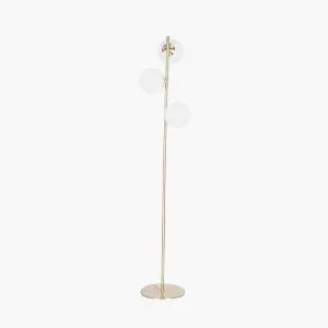 White Orb and Gold Metal Floor Lamp