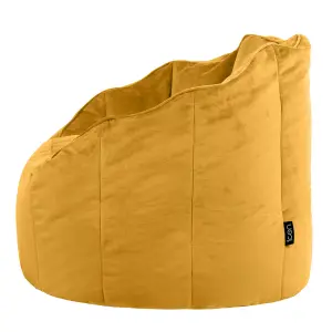 icon Sirena Scallop Chair Bean Bag Ochre Yellow Velvet Bean Bags