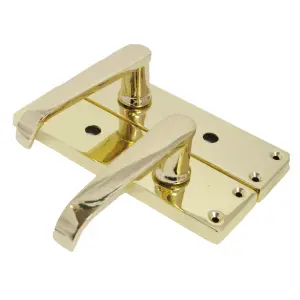 Bathroom Door Handle Set - Brass Straight Lever Victorian Handles