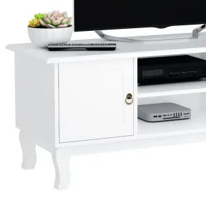 HOMCOM TV Stand Unit Corner Table Modern Eco-friendly MDF Ivory White Home