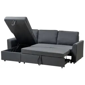 Right-Hand Corner Sofa NESNA Black Fabric Right Hand