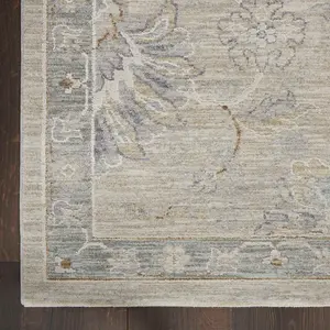 Light Grey Traditional Persian Bordered Floral Rug for Living Room Bedroom and Dining Room-119cm X 180cm