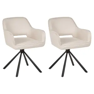 Set of 2 Dining Chairs LOURES Light Beige