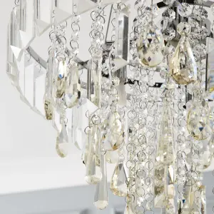 The Lighting Edit Mass Crystal rod Chrome effect 4 Lamp LED Pendant ceiling light, (Dia)415mm