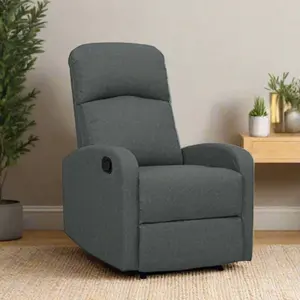 EVRE Recliner Arm Chair with Adjustable Leg Rest and Reclining Functions  - Charcoal Comfy Fabric Recliner Chair For Living Room