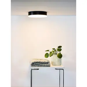 Lucide Ceres-Led Modern Flush Ceiling Light Bathroom 21.5cm- LED Dim. - 1x30W 3000K - IP44 - Black