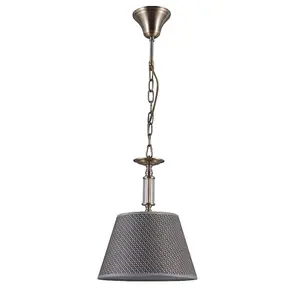 Luminosa Classic Hanging Pendant Antique Bronze 1 Light  with Grey Shade, E14