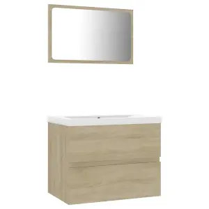 Berkfield Bathroom Furniture Set Sonoma Oak Engineered Wood